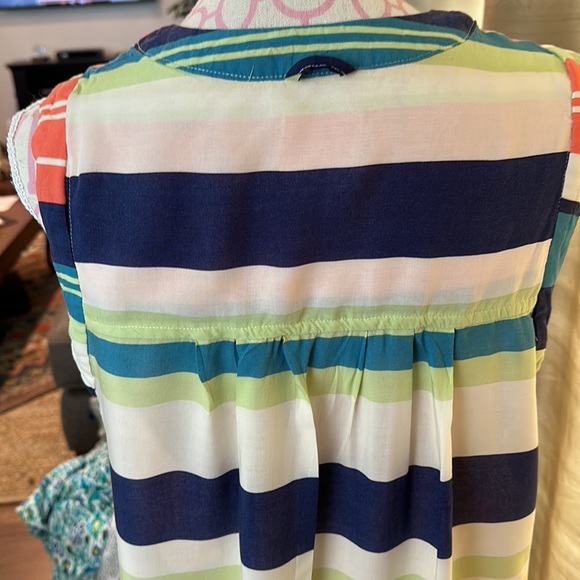 Maeve Anthropologie sleeveless top rayon stripe size 12 - Picture 3 of 3